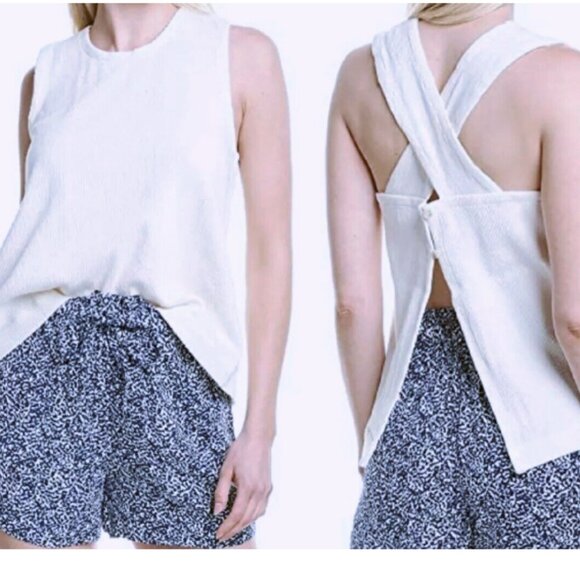 Madewell Ottoman Jacquard Cross-Back Tank Top, Size S - Picture 4 of 10